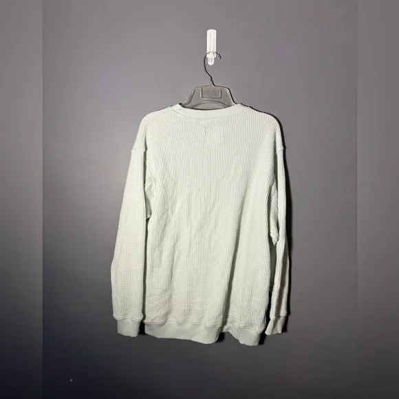 Aerie Los Angeles Mint Green Waffle Thermal Sweatshirt Womens Size Small - Picture 2 of 3